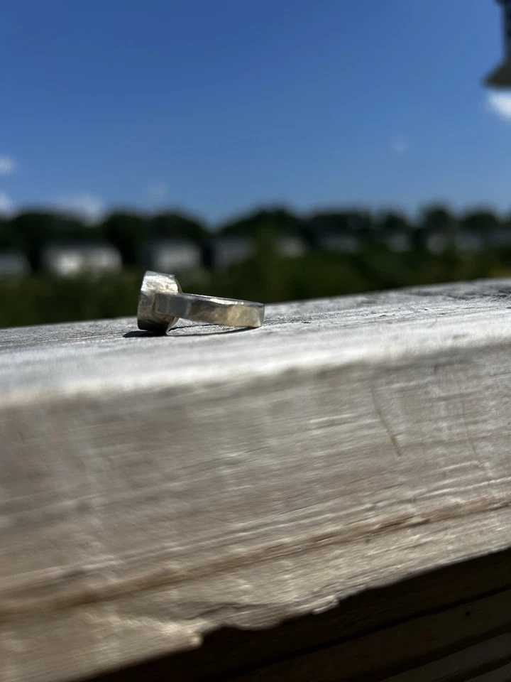 Folia Hammered 纯银绿色黄水晶戒指 尺寸 6 — 第 4/4 张图片