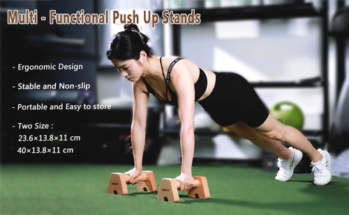 1 Pair Fitness Parallettes Set Wooden Handstand Push Up Bar Calisthenics Gym - Picture 8 of 14