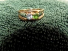 VINTAGE RSG 10K GOLD SZ. 7 BLUE TOPAZ GREEN EMERALD MOTHERS RING 2.98 GRAMS