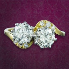 Edwardian Style Diamond Toi Et Moi Twist Ring 2.12ct Total