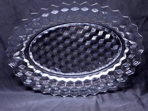 Fostoria American Clear Platter 12.25" x 8.75" Cube Motif