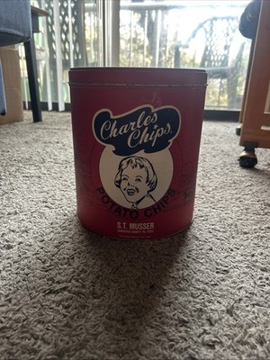 Vintage Charles Chips Tin 1990's S.T. Musser-EXCELLENT CONDITION-