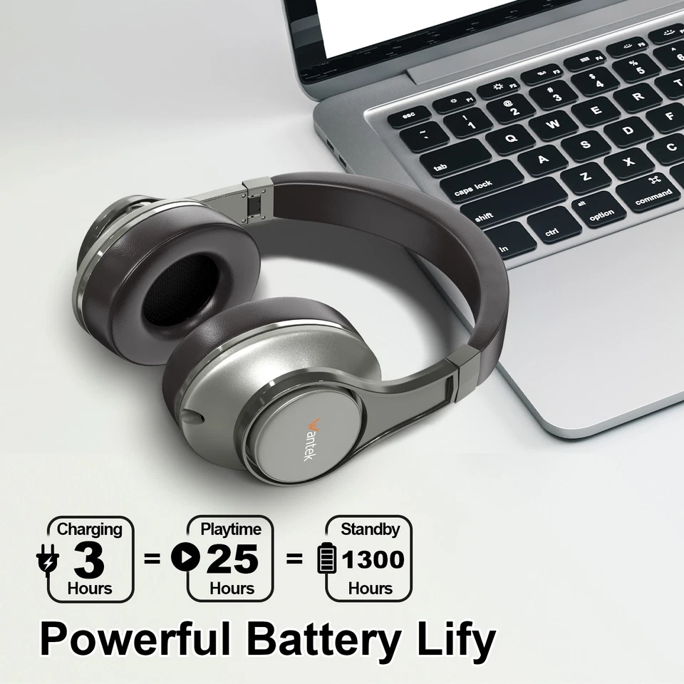 Wantek Over-Ear Kopfhörer Kabellos Faltbar Tiefer Bass Sound Bluetooth Headset - Bild 3 von 4