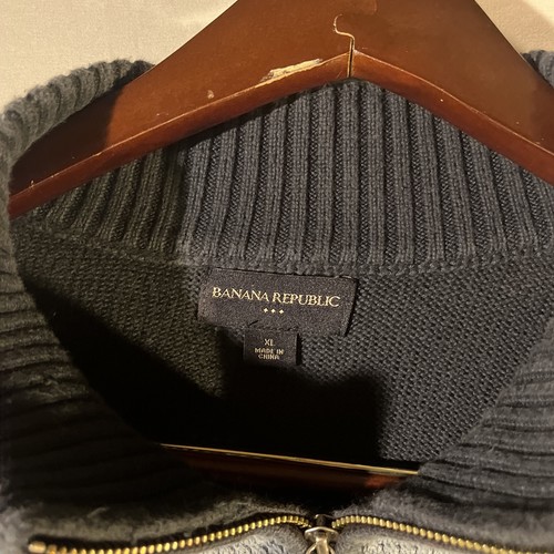 Maglione uomo Banana Republic 1/4 zip blu modello Argyle cotone taglia XL - Foto 2 di 5