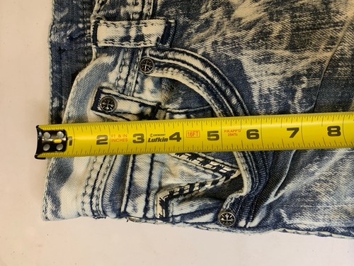 Affliction Cooper Jeans Men's Size 31 Acid Wash Thick Stitch Embellished Y2K - Picture 8 of 13
