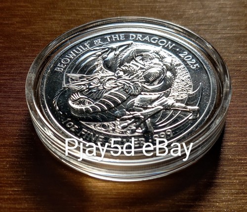 2025 Beowulf and the Dragon 1oz Silver Bullion Coin In Capsule Myths & Lgds - Picture 3 of 6