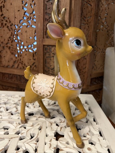 Reindeer Figure Christmas Sculpture 11 inch Cute NEW Pastel Resin Figurine Glitz - Picture 2 of 4
