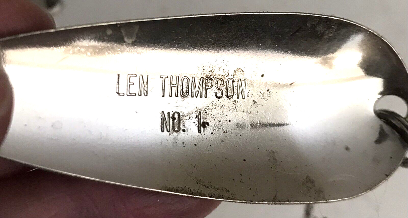Vintage LEN THOMPSON No. 4 3" Lg Spoon & KASTMASTER Lure RAINBOW Fade