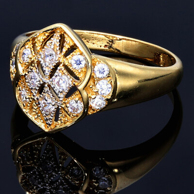 Hübsch Verzierter Ring 585 14K ECHT GOLD 58RG Zirkonia NEU Schmuck Geschenk 