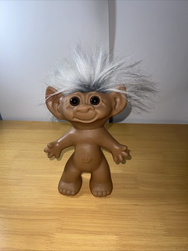Vintage Troll Puppe von Uneeda Doll Company Troll schwarz-weiße Haare 8 Zoll groß - Bild 3 von 4