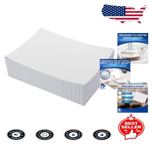 "Manteles individuales blancos desechables Paterson's 1000 unidades - diseño festoneado de 10"" x 14"""