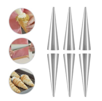 #ad 12pc Stainless Steel Pastry Mold Set Cream Horn Cannoli Baking Tubes Forms $9.99