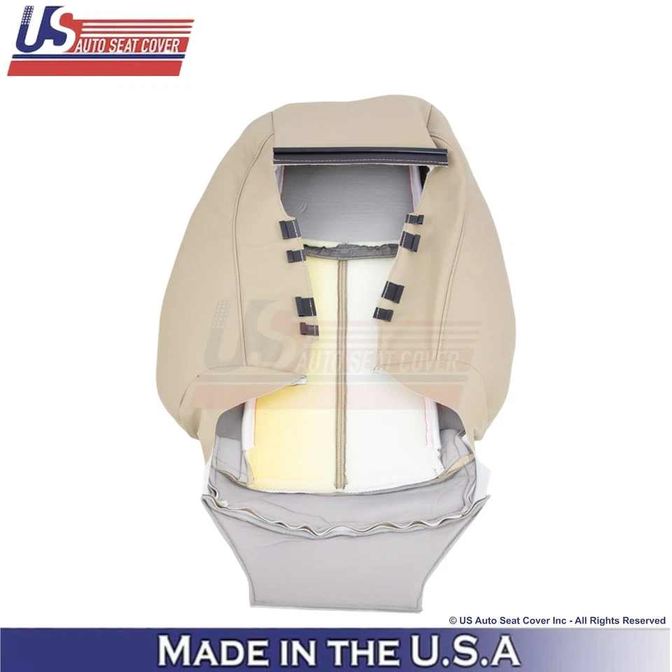 Fundas de asiento de repuesto delanteras de cuero almendra para Nissan Pathfinder 2013-2020 Foto 2 de 4