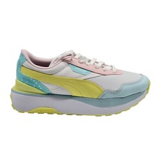 Puma Cruise Rider Pop Glitch Girls 7C White Multicolor Sneakers NWOB
