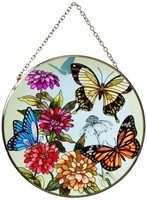 Amia 5681 Large Circle Suncatcher Butterfly Design 6-1/2-inch Hand-painted Gl... on sale Amia 5681 Large Circle Suncatcher Butterfly Design 6-1/2-inch Hand-painted Gl... on sale
