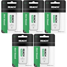 5 Pack Reach Mint Waxed Dental Floss - 200 yard Each