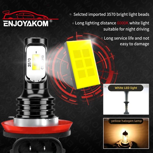 H11 LED Fog Light Bulb Combo 6000K White For Hyundai Santa Fe Sport 2013-2018 - Picture 2 of 11