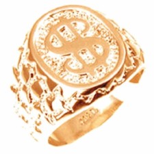 18K GOLD EP ROUND CUT MENS DOLLAR RING size 8 - 14 you choose BLING