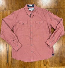PD  C Stretch Mens Long Sleeve Button Up With Pockets and Size L Faded Red