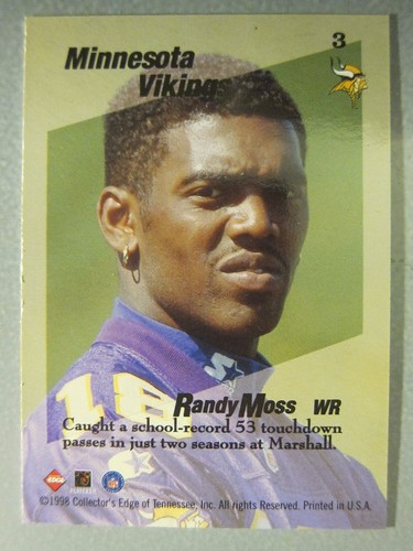 *Rare* 1998 Collector's Edge First Place Triple Threat #3 Randy Moss RC - Picture 2 of 2