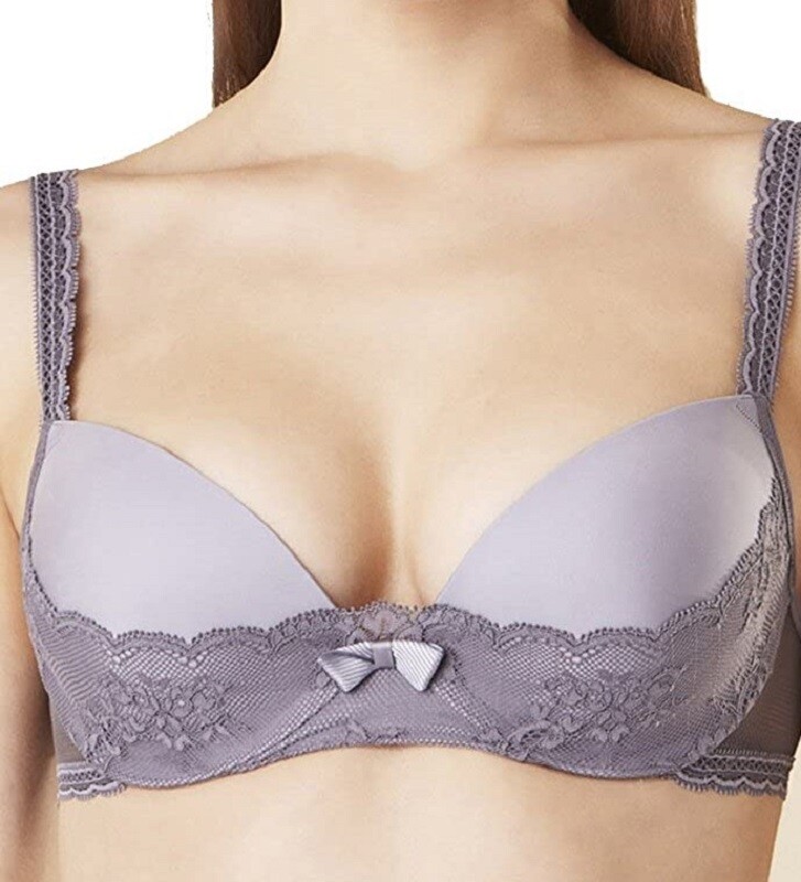Chantelle Passionata Bra Love Mood Size 32A Grey Lace Push Up T-shirt 5432 New