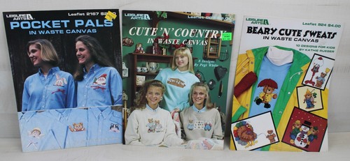 Lot of 13 Pattern Book Leaflets Leisure Arts Vintage In Waste Canvas Looney - Picture 6 of 8