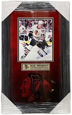 BOB PROBERT SIGNED CHICAGO BLACKHAWKS AUTOGRAPHED FRAMED PIECE 25X15 COA