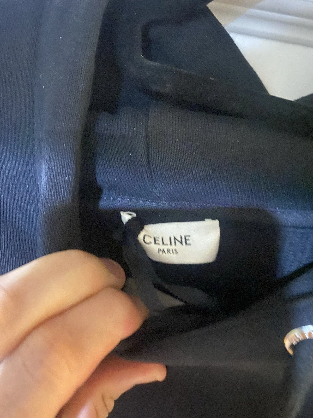 Celine Felpa con Cappuccio Nera Con Lettere Gialle Tg Xl