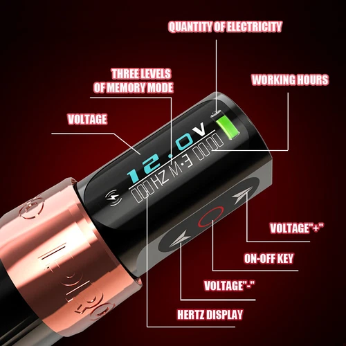 YILONG PRO Wireless Tattoo Machine Gun Professional Pen w/4.0mm Stroke+2 Battery image 3