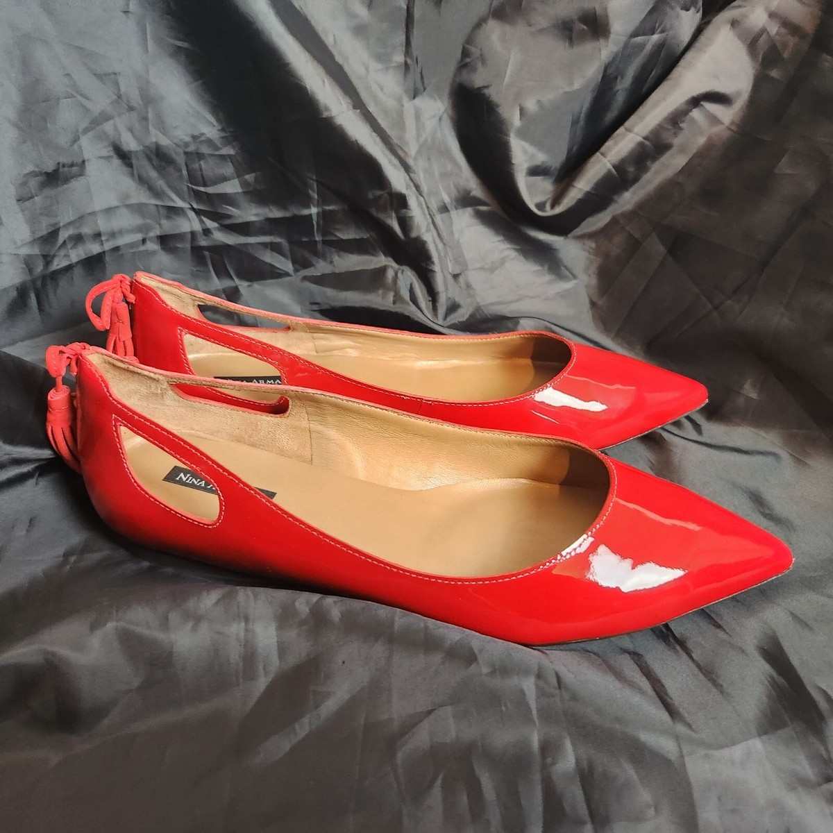 NINA ARMANDO DELLENA Red Slip- On Leather Classic Footwear Shoes