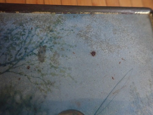 VTG BISCUIT TIN: A BOY AND HIS DOG. "THE OPTIMIST." 8" x 6" x 2". RARE FIND - Picture 14 of 15