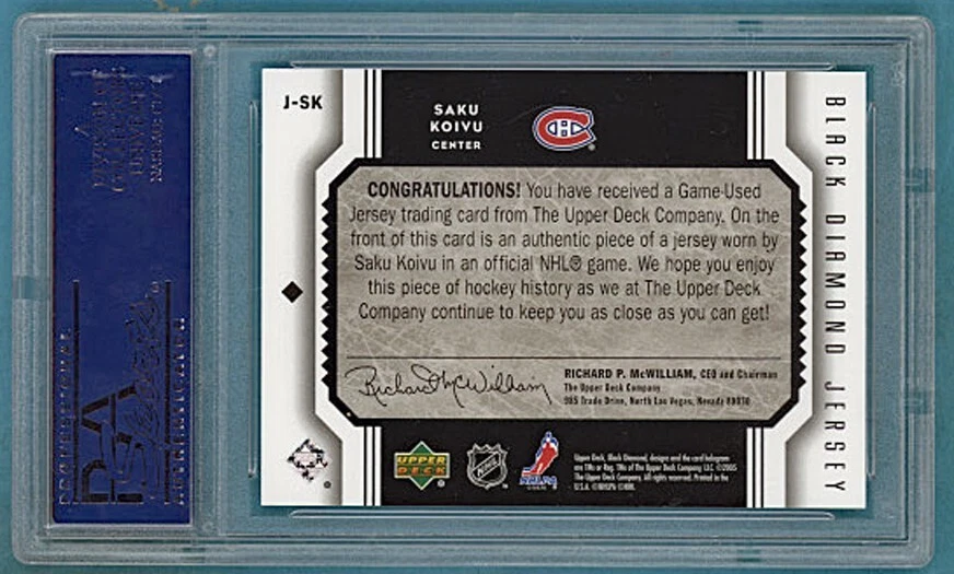 2005 Upper Deck Black Diamond Jersey Saku Koivu Game Used Jersey - #J-SK PSA 9! - Image 2 of 2