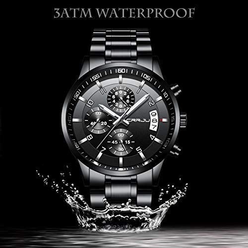 CRRJU Herrenuhr Mode Business Chronograph Quarz Armbanduhr, Luxus Flecken - Bild 2 von 9