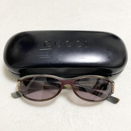 GUCCI Sunglasses Logo Brown Tortoiseshell With Case Lens W 5.3 cm H 2.8 cm - Afbeelding 1 van 11