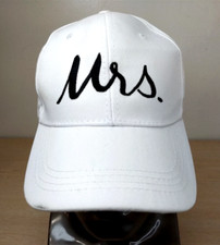 MRS. ADJUSTABLE STRAPBACK BASEBALL HAT/CAP, WHITE, WEDDING/MARRIAGE/PARTY