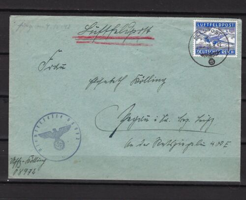 Germany #MC1 on 1942 Luftfeldpost Cover w/Censor Stamp, Lot #78