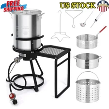 30QT Turkey Fryer 10QT Fish Fryer Kit 55000BTU Propane Stove Outdoor Cooking New