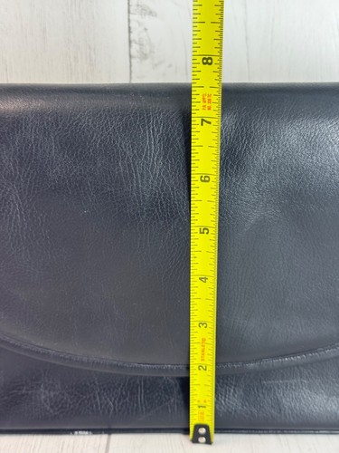 SAS Black Leather Handbag Crossbody Purse Pocketbook Vtg Classic Bag Grandma - Imagen 9 de 12
