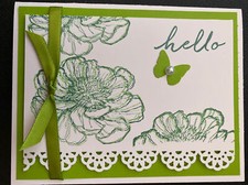 Stampin Up Card Kit Set Of 4 "Hello Green Galore Flower