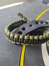 Sage Green and dark charcoal gray Paracord Bow wrist strap Bling Sling FREE SHIP