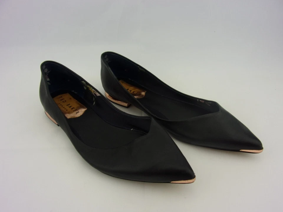 Zapatos Ted Baker para mujer 8 Mancie planos punta negra oro rosa Foto 3 de 4