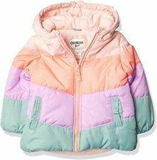 Osh Kosh B'gosh Girls Multi Pastel Puffer Jacket Size 2T 3T 4T 4 5/6 6X