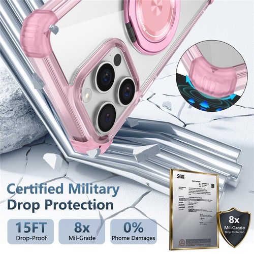 For iPhone 16 15 14 13 12 Pro Max Plus Shockproof Magnetic Case Ring Stand Cover - Picture 60 of 78