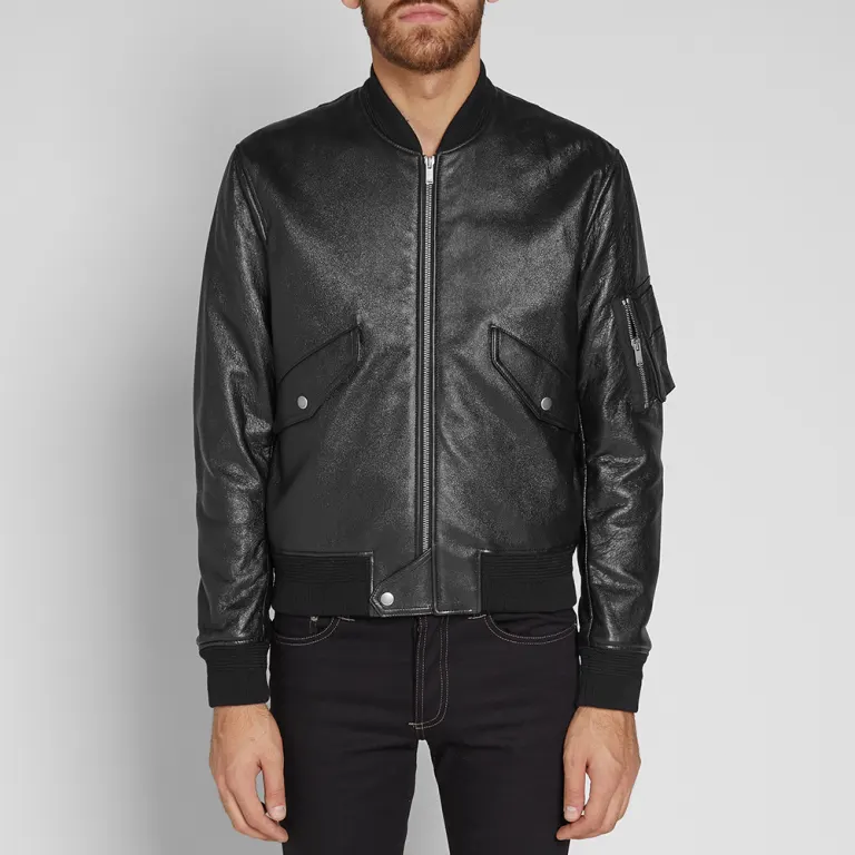 Giacca bomber Saint Laurent pelle MA 1 taglia 50 large nuova con etichetta