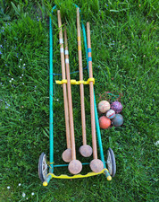 Vintage, 4  Spieler  Krocket Set Rasenkrocket...