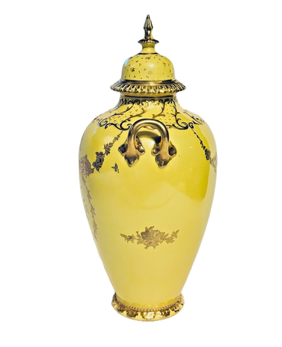 19th Century Royal Crown Derby 10.5” Canary Yellow & Gilt Porcelain Urn or Vase - Picture 4 of 20