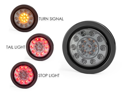 Integrated LED Stop Taillight + Indicators 4" Universal Flush Mount Smoked Lens - Picture 5 of 10