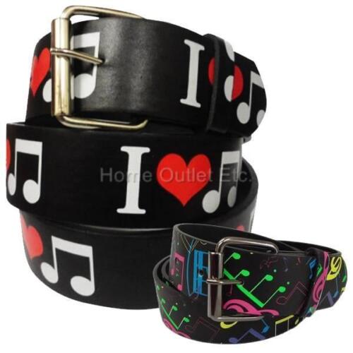 Music Theme Printed Leather Belt Novelty Musical 8th Notes Symbols Clef Musician - Afbeelding 1 van 3