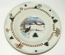 Folkcraft Stoneware Winter Side Christmas Tree Salad Soup Bowl Holiday