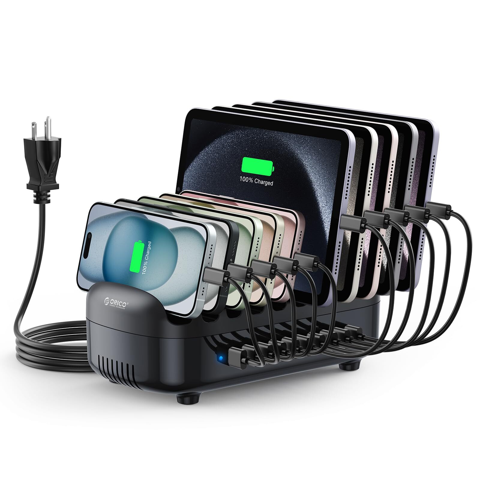 120W 10-Port USB Charging Station for Multiple Devices - Fast Power Dock-image